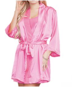 Женский ультрамягкий атласный халат для отдыха и бассейна iCollection, розовый