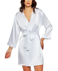 Женский атласный халат marina lux с рукавами 3/4 iCollection, белый