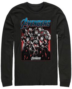 Постер группы marvel men&apos;s avengers endgame в оттенках серого, футболка с длинным рукавом Fifth Sun, черный