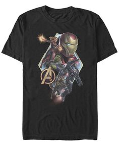 Логотип marvel men&apos;s avengers endgame diamond group action, футболка с коротким рукавом Fifth Sun, черный