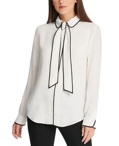 Блузка с завязками спереди и отделкой кантом DKNY, мульти