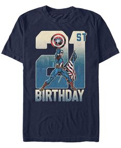 Мужская футболка с коротким рукавом marvel captain america 21st birthday Fifth Sun, синий
