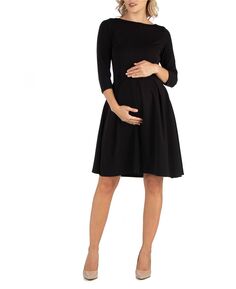 Расклешенное платье для беременных до колен с карманами 24seven Comfort Apparel, черный