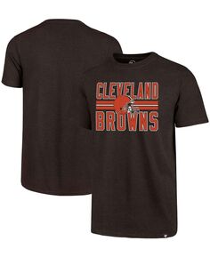 Мужская коричневая футболка cleveland browns block stripe club &apos;47 Brand, коричневый