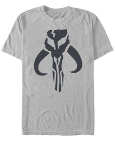 Звездные войны мандалорский мифозавр череп логотип с коротким рукавом мужская футболка Fifth Sun, серебряный