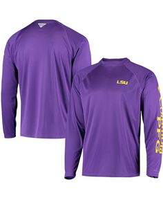 Мужская фиолетовая футболка с длинным рукавом lsu tigers terminal tackle omni-shade Columbia, фиолетовый