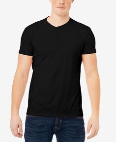 Мужская базовая футболка с короткими рукавами и вырезом на пуговицах X-Ray, черный