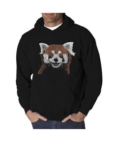 Мужская толстовка с капюшоном red panda word art LA Pop Art, черный