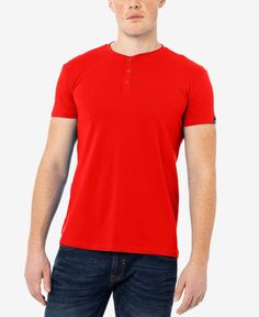 Мужская базовая футболка с короткими рукавами и вырезом на пуговицах X-Ray, красный