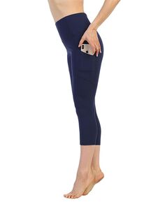 Компрессионные леггинсы с высокой талией и карманом 3/4 длины American Fitness Couture, синий