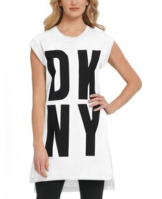 Туника high-low с логотипом DKNY, мульти
