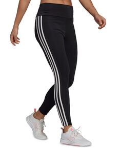 Женские тренировочные леггинсы полной длины с 3 полосками и высокой талией adidas, черно-белый