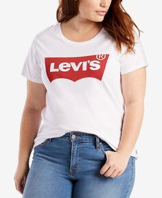Модная футболка больших размеров batwing perfect с графическим логотипом Levi&apos;s, белый Levis