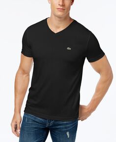 Мужская классическая футболка из мягкого хлопка пима с v-образным вырезом Lacoste, черный