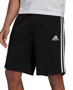 Мужские флисовые шорты 10 дюймов с тремя полосками adidas, черно-белый