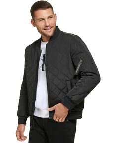 Мужская стеганая бейсбольная куртка с отделкой в ​​рубчик Calvin Klein, черный