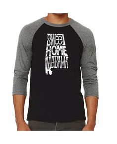 Мужская футболка реглан sweet home alabama с надписью word art LA Pop Art, серый