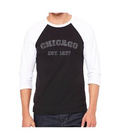 Чикаго 1837 мужская футболка с надписью реглан word art LA Pop Art, черный