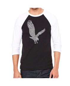Мужская футболка с надписью eagle и регланом word art LA Pop Art, черный