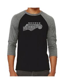 Мужская футболка с изображением реглан и надписью guitar head LA Pop Art, серый