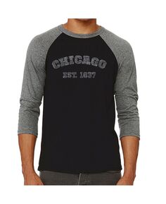 Чикаго 1837 мужская футболка с надписью реглан word art LA Pop Art, серый