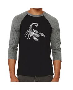 Мужская футболка с надписью types of scorpions реглан word art LA Pop Art, серый
