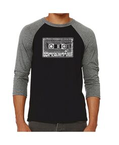 Мужская футболка с надписью реглан 80-х годов LA Pop Art, серый