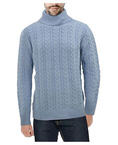 Мужской свитер вязания косами с круглым вырезом X-Ray, синий
