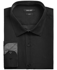 Мужская классическая рубашка slim-fit performance из эластичного однотонного материала Nine West, черно-белый