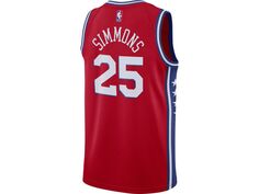 Мужская спортивная майка philadelphia 76ers swingman ben simmons Jordan, красный