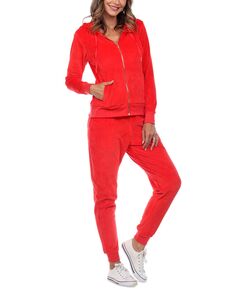 Женский велюровый спортивный костюм loungewear 2pc set White Mark, ярко-красный