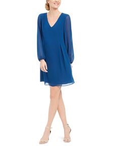 Платье прямого кроя с бантом на спине inc, созданное для macy&apos;s INC International Concepts, синий