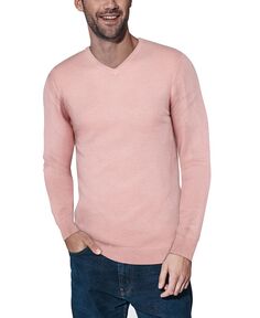 Мужской базовый пуловер с v-образным вырезом, свитер средней плотности X-Ray, светло-розовый
