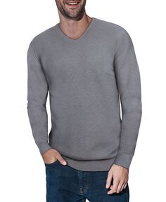 Мужской базовый пуловер с v-образным вырезом, свитер средней плотности X-Ray, темно-серый