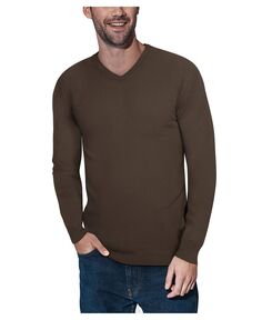 Мужской базовый пуловер с v-образным вырезом, свитер средней плотности X-Ray, темно-коричневый