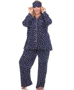 Женский пижамный комплект больших размеров, 3 предмета White Mark, синий