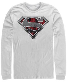 Мужская футболка с круглым вырезом и длинными рукавами с логотипом супермена из бетона Fifth Sun, белый