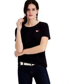 Женская футболка с вышитым логотипом в виде сердца Tommy Hilfiger, черный