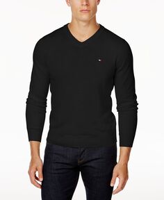 Фирменный мужской однотонный свитер с v-образным вырезом, созданный для macy&apos;s Tommy Hilfiger, черный