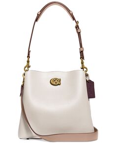 Сумка COACH Pebble Leather Willow Bucket Bag with Convertible Straps, белый