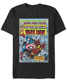 Мужская футболка с короткими рукавами и круглым вырезом marvel captain iron man Fifth Sun, черный