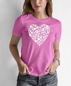 Женская футболка с надписью word art paw prints heart LA Pop Art, розовый