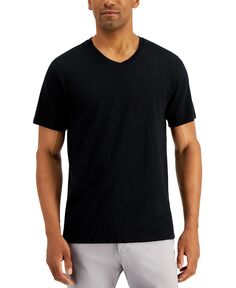 Мужская однотонная футболка с v-образным вырезом, созданная для macy&apos;s Alfani, черный