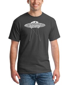 Мужская футболка с надписью «летающая тарелка нло» LA Pop Art, серый