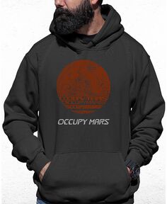 Мужская толстовка с капюшоном occupy mars word art LA Pop Art, серый