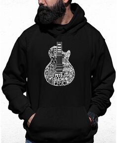 Мужская толстовка с капюшоном и надписью rock guitar head word art LA Pop Art, черный