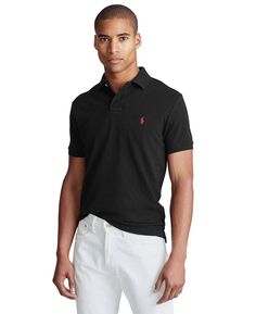 Мужская футболка-поло slim fit из сетчатой ​​ткани на заказ Polo Ralph Lauren, мульти
