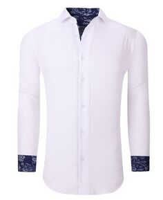 Мужская однотонная облегающая классическая рубашка без морщин стрейч Suslo Couture, белый