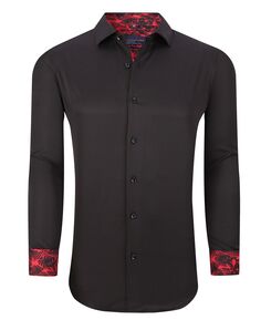 Мужская однотонная облегающая классическая рубашка без морщин стрейч Suslo Couture, черный