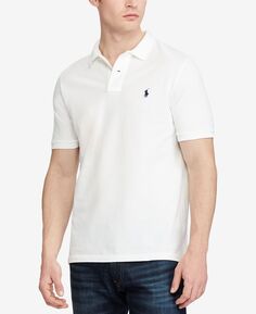 Мужская рубашка-поло из хлопка в сеточку классического кроя большого и высокого роста Polo Ralph Lauren, белый